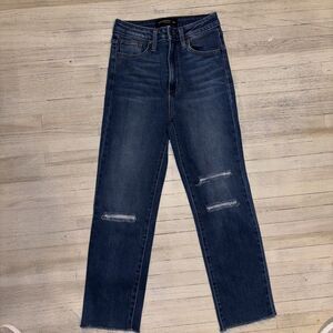Just Black denim High Rise Distressed Raw Hem Ankle Jeans  Size 25 Size 2 NWOT